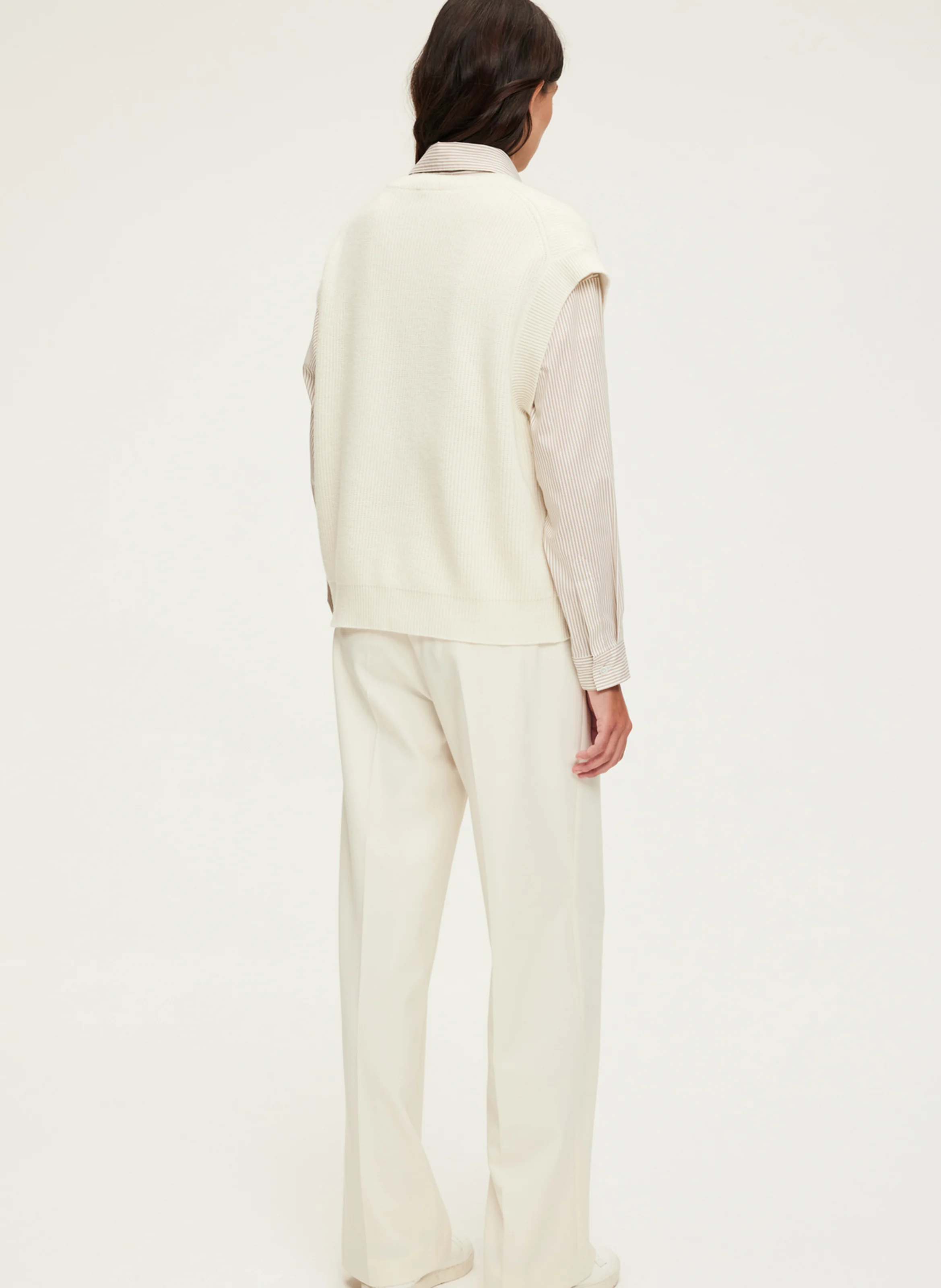 JOELY - Pull droit col rond en laine | Beige