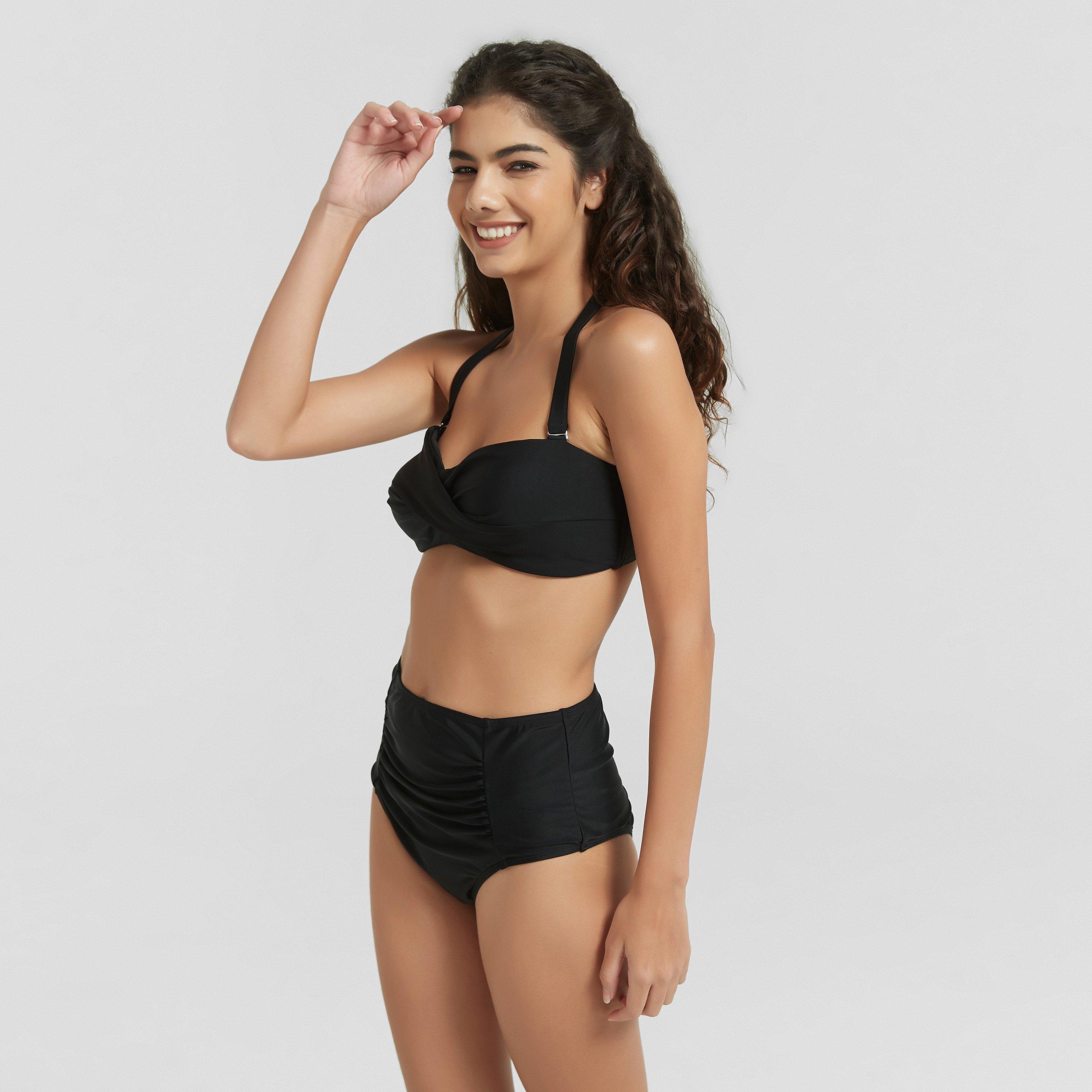 Be You Ladies High Waist Ruched Front Bikini Bottom