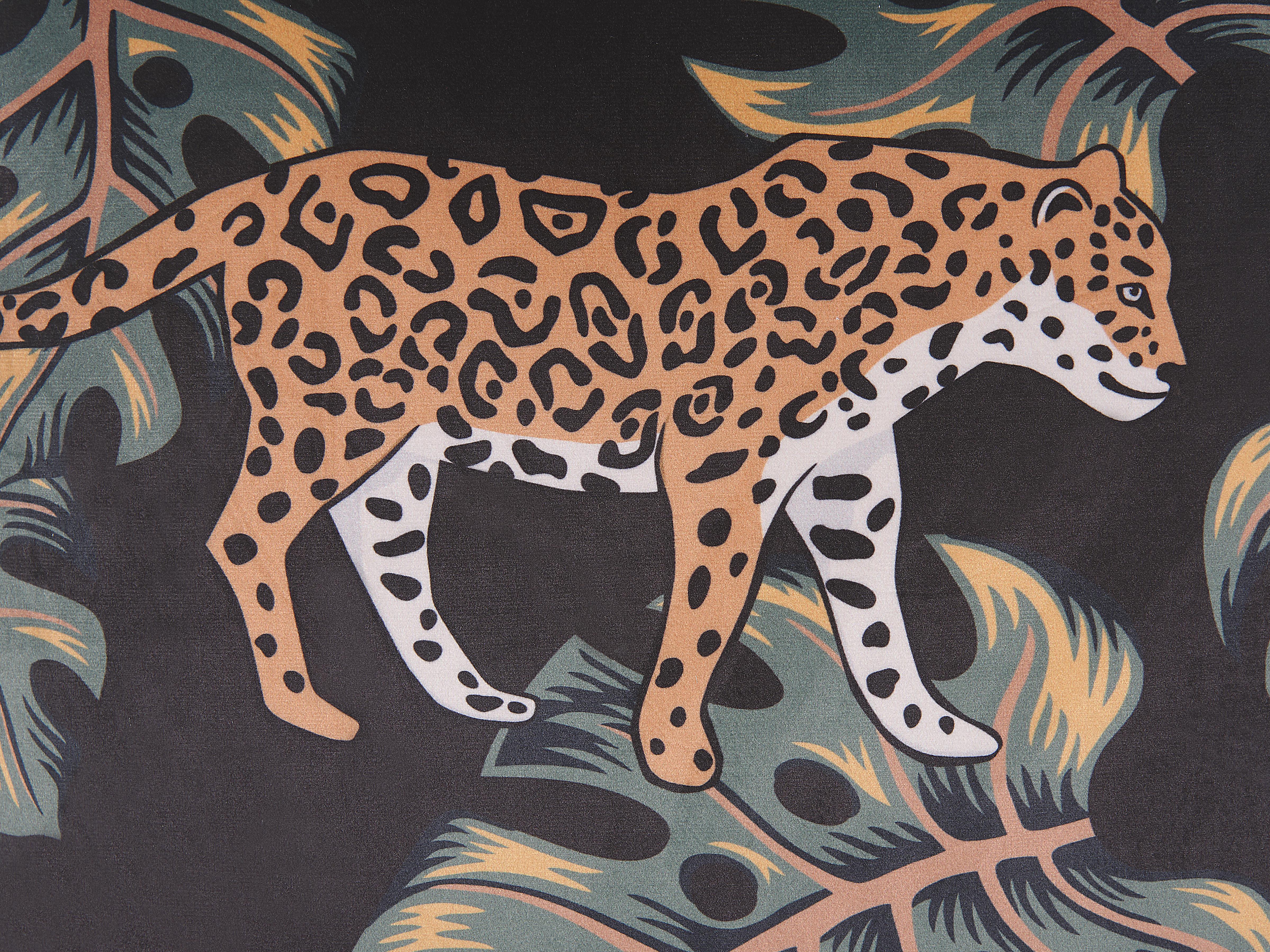Set van 2 sierkussens KUHI Fluweel 45 x 45 cm Zwart dierenprint
