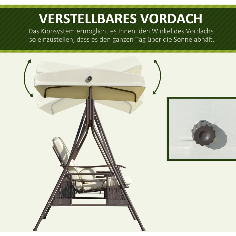 Outsunny Hollywoodschaukel mit Abstelltablett beige