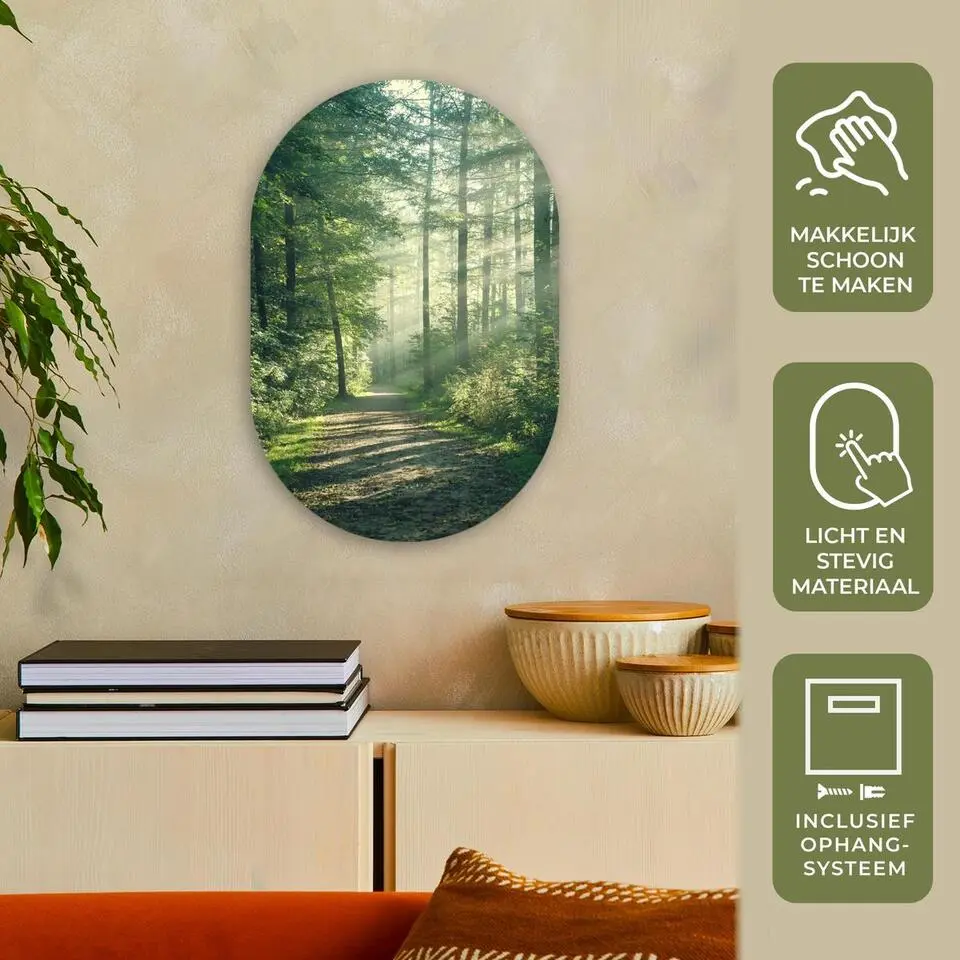 MuchoWow Wand decoratie 40x60cm Bos Pad Zon Bomen Groen