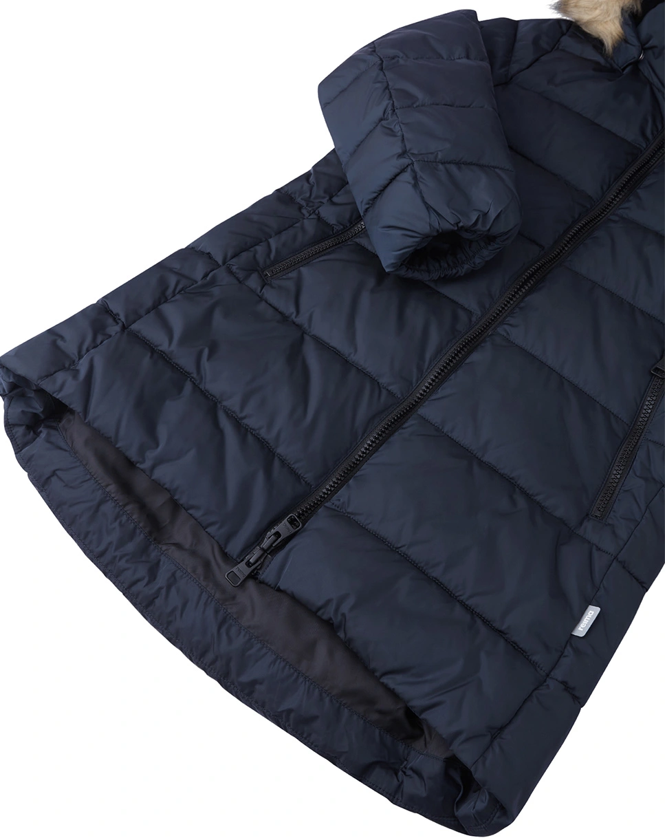 Wintermantel LUNTA mit Kunstfellbesatz in navy