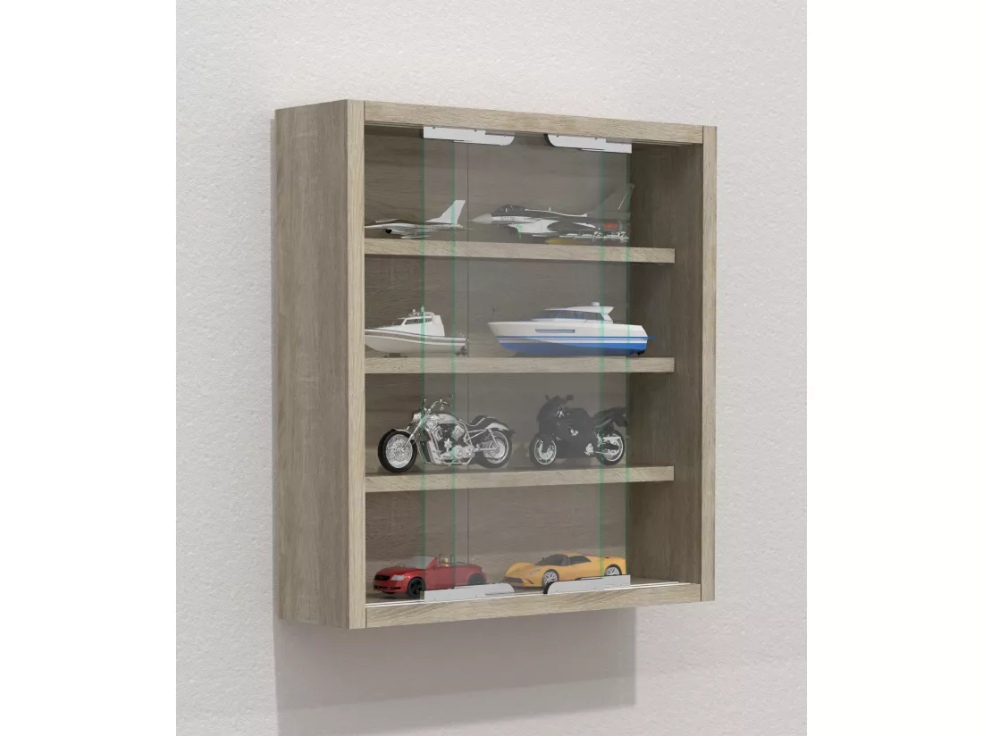 VCM bois verre vitrine murale vitrine collecteur déco vitrine Agisa S (chêne Sonoma)