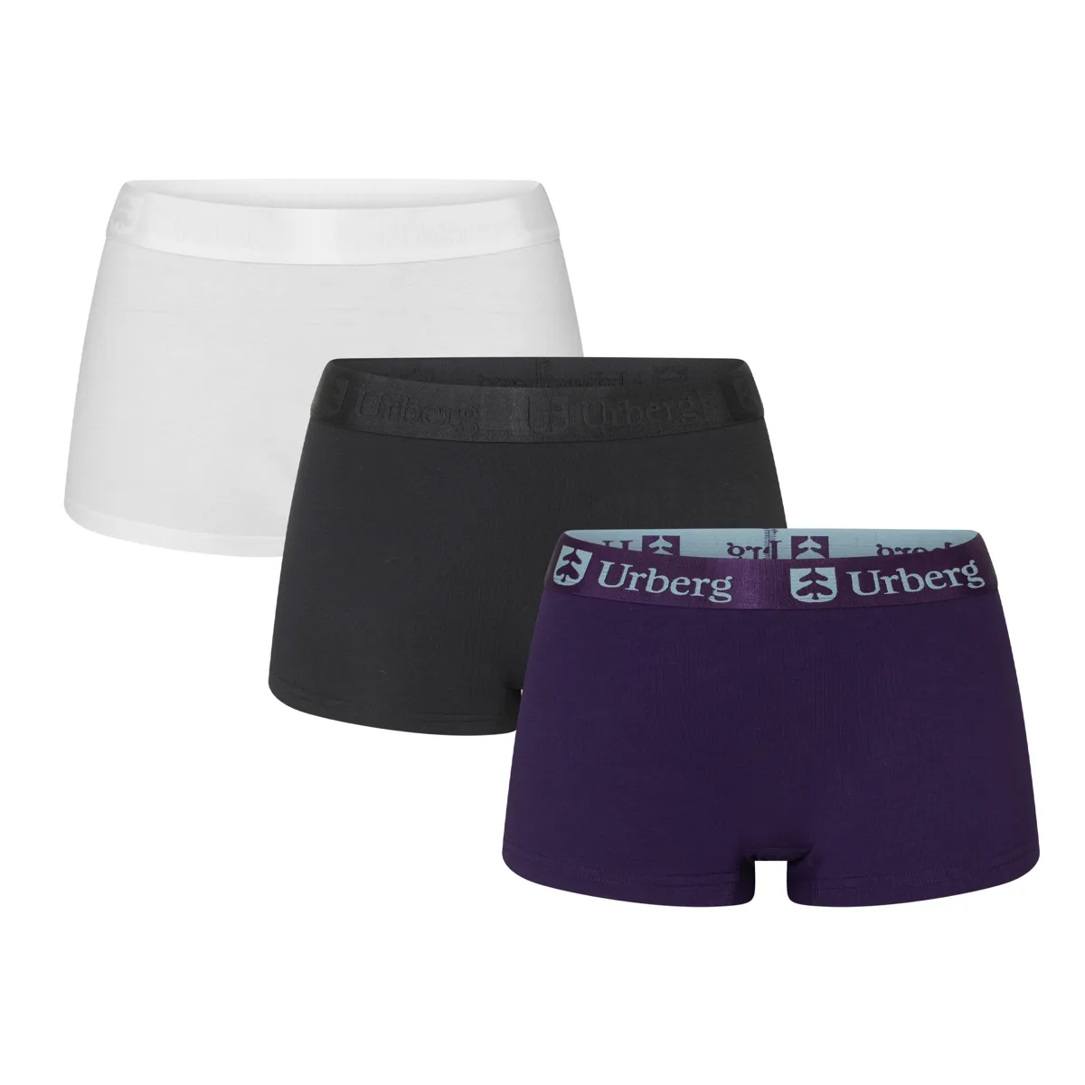 Urberg Women's Isane 3-pack Bamboo Boxers Black Beauty+bright White+grape