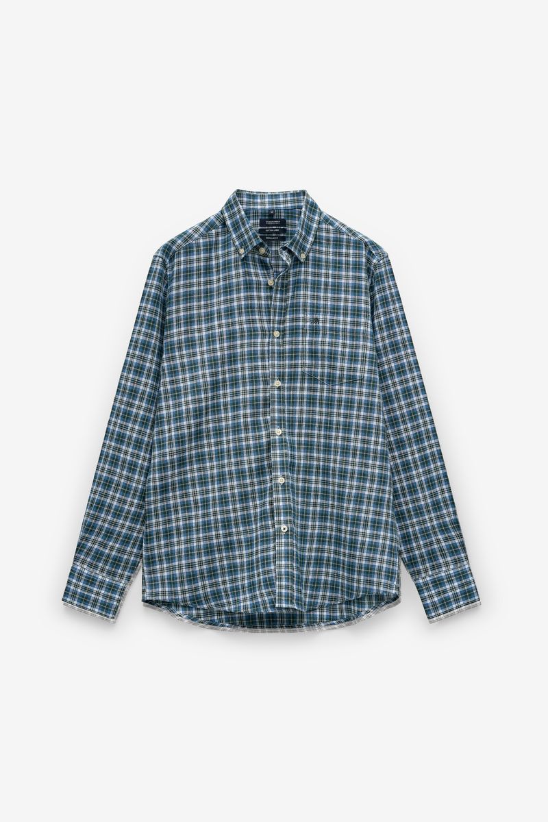 CAMISA EM ALGODÃO E LINHO AOS QUADRADOS