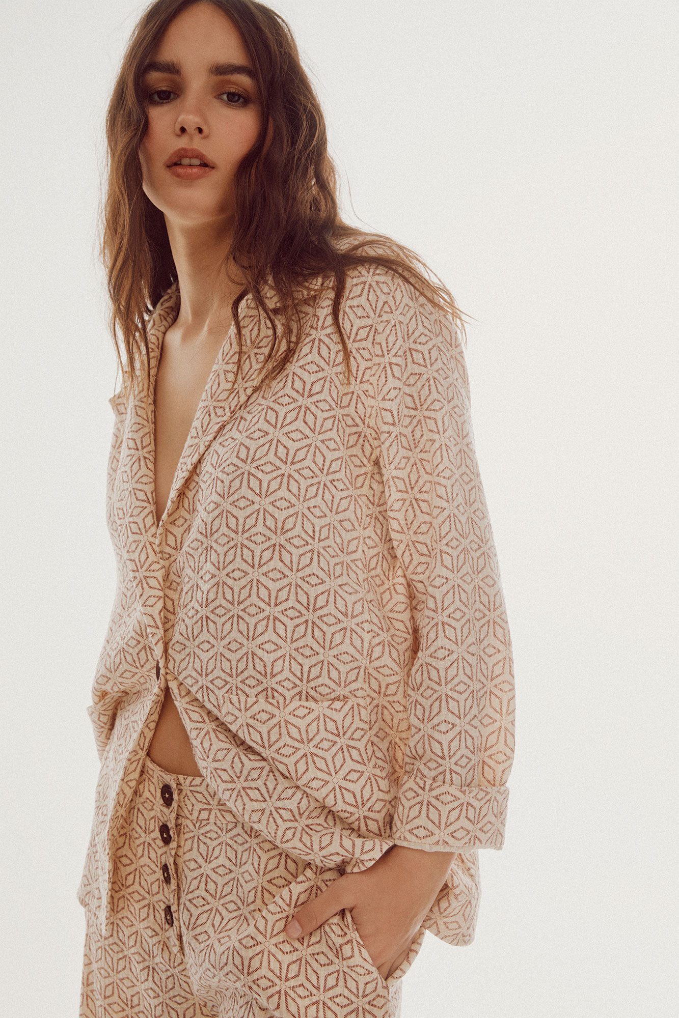 Blazer fluida - Estampado branco