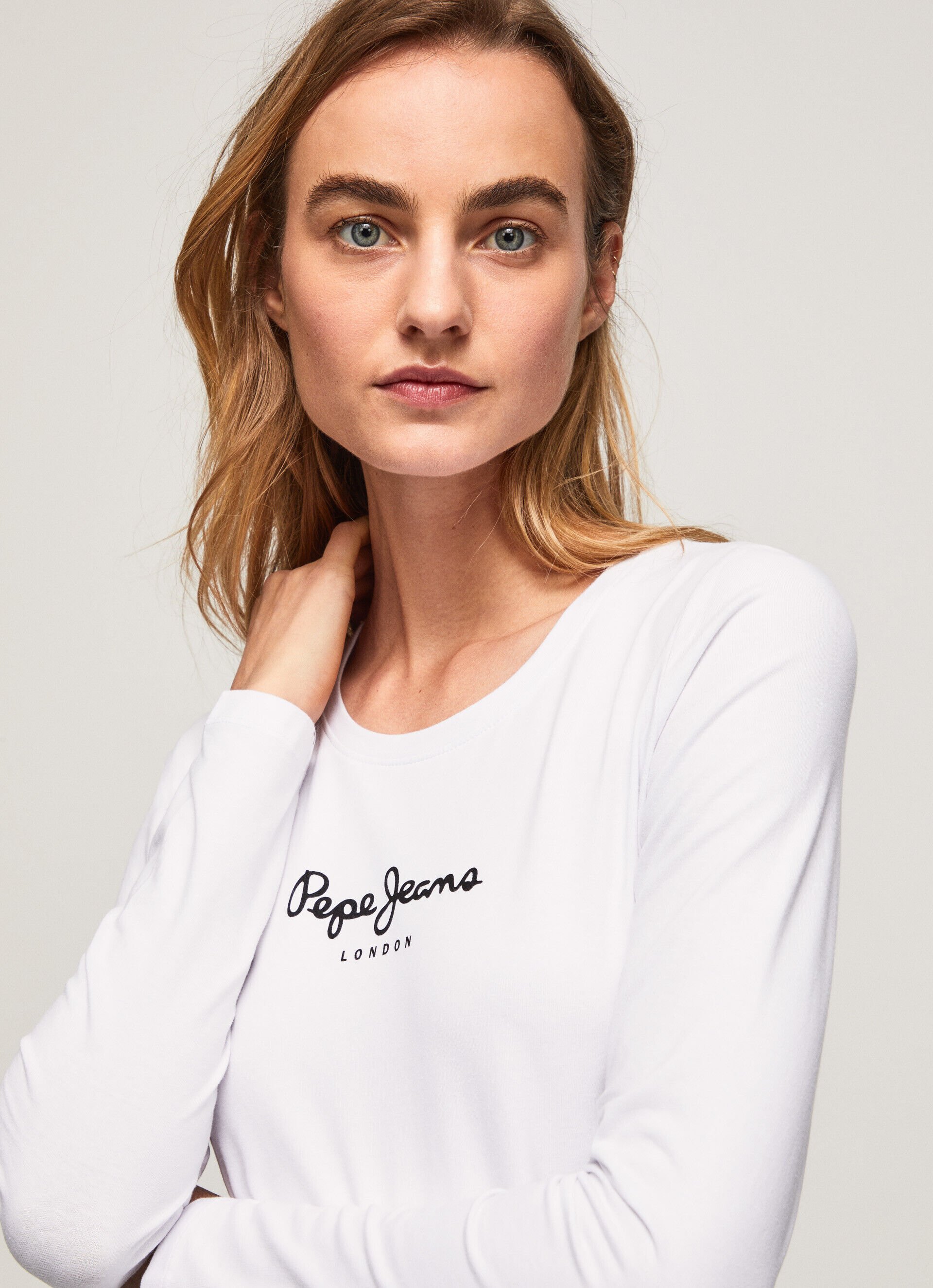 CAMISETA DE ALGODÃO DE MANGA LONGA - branca