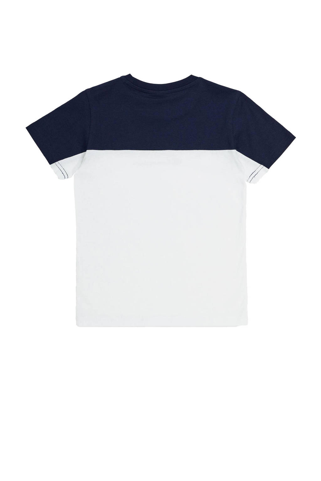 Champion T-shirt met logo wit/donkerblauw