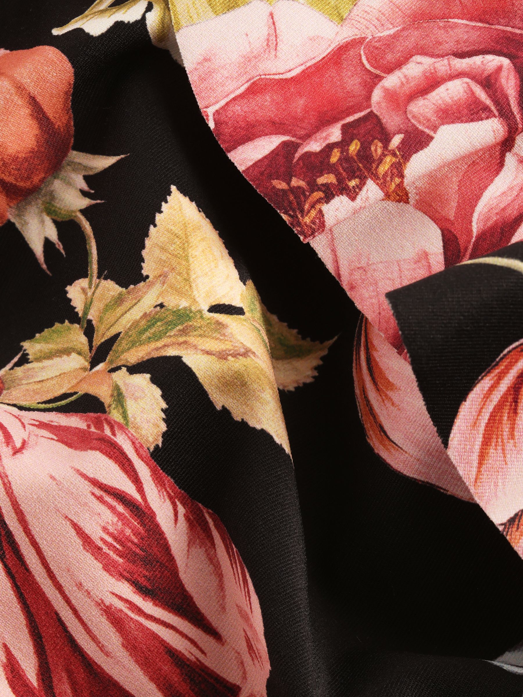 Zwart bloemenprint - Hoogopgesneden bikinibroekje met ruches