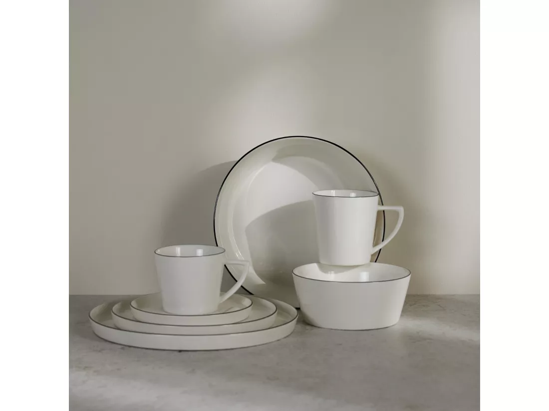 Tasse Avec Soucoupe Rimo Noir Moyen 8.3 x 14.8