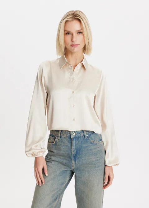 Satijnen blouse zand (ZAND)