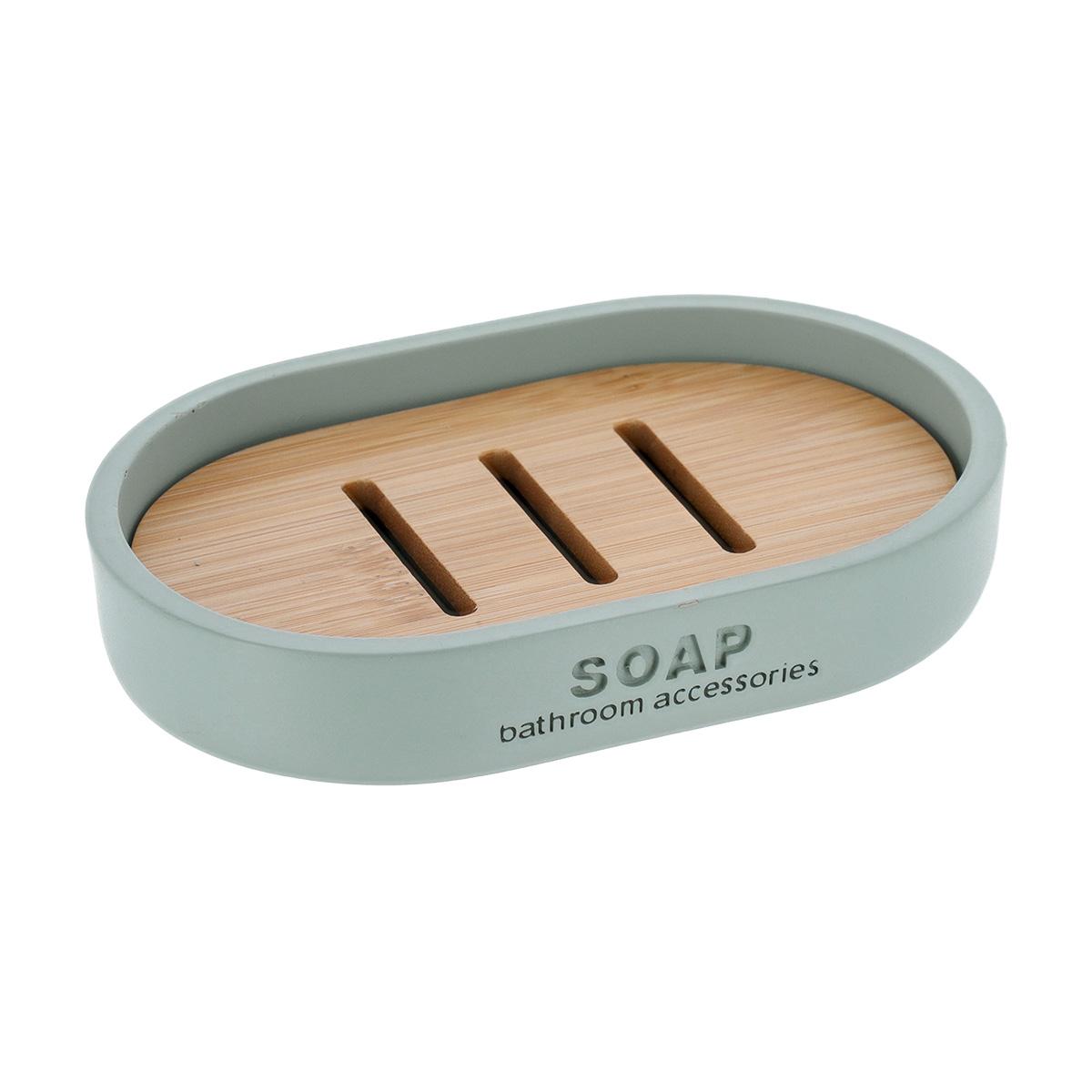 PORTE SAVON POLYRESINE VERT EUCALYPTUS BAMBOU