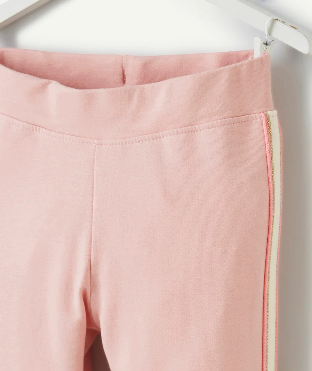 TREGGING FILLE EN VISCOSE RESPONSABLE ROSE ET DÉTAILS BLANC