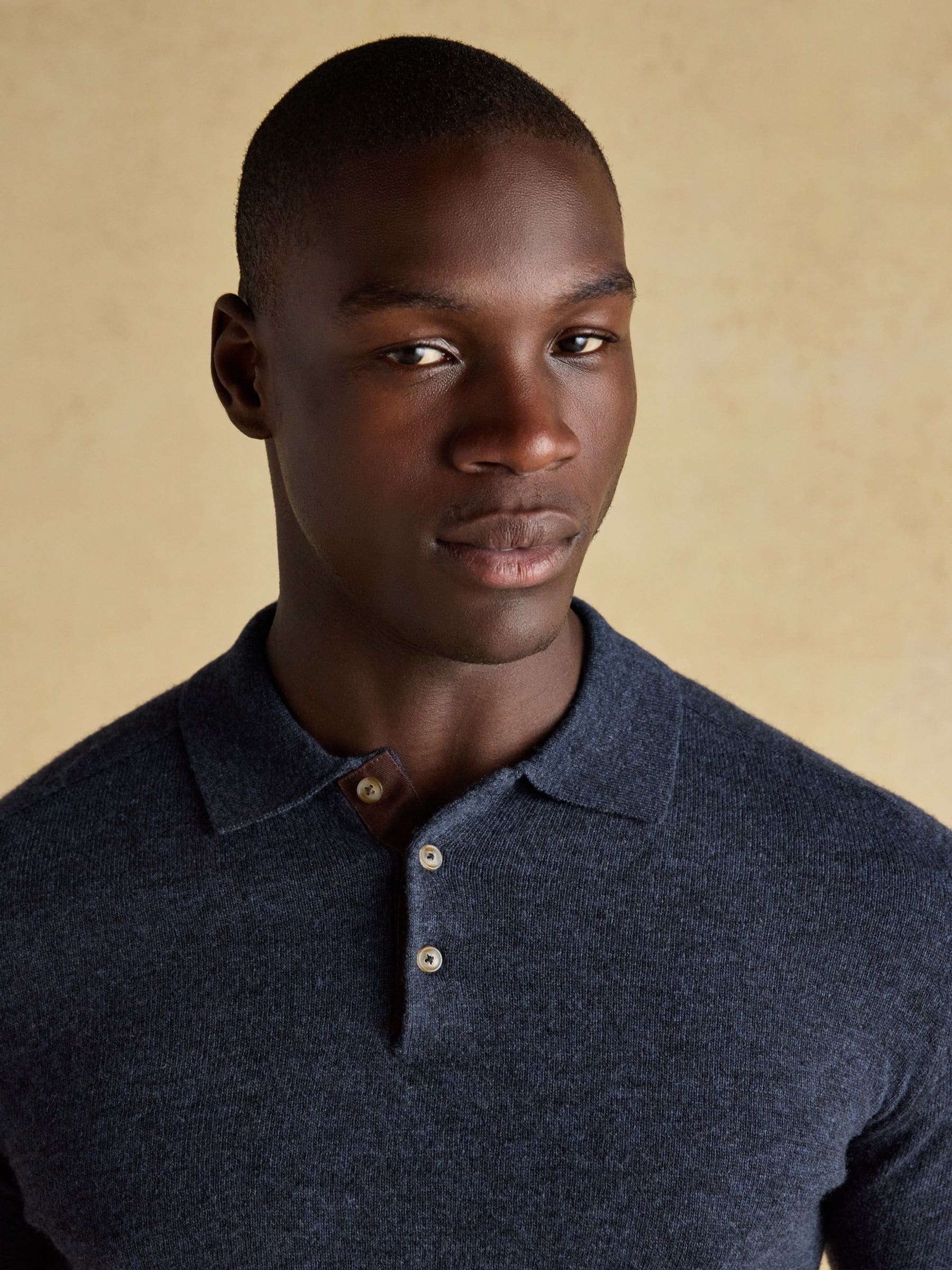 Marineblauw - Joules Sampson Wool-Rich Long Sleeve Knitted Polo Shirt