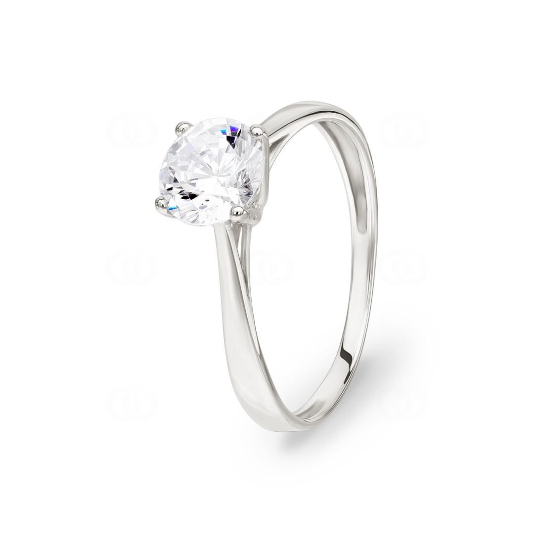 Solitärring 925 Silber rhodiniert mit Zirkonia 4-Griff Ø 6.5mm