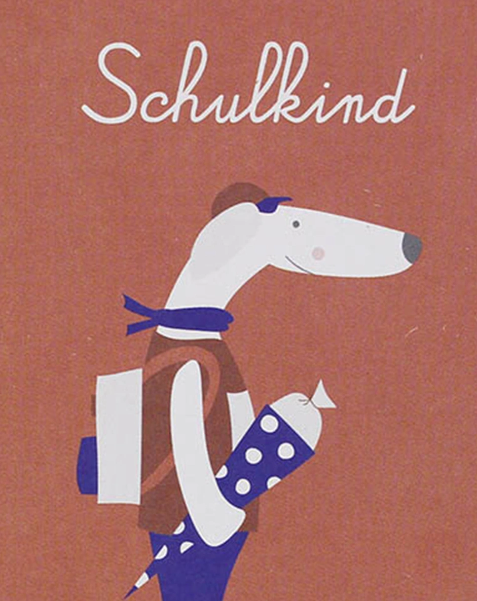 Klappkarte HUND - SCHULKIND 2er-Set in rot