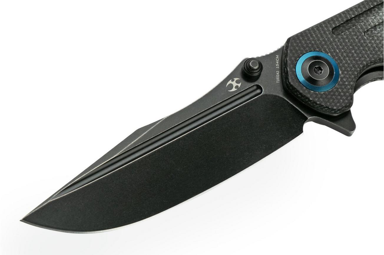 Kansept Pretatout T1032A2 Blackwashed 154CM, Black Micarta zakmes, Kmaxrom design