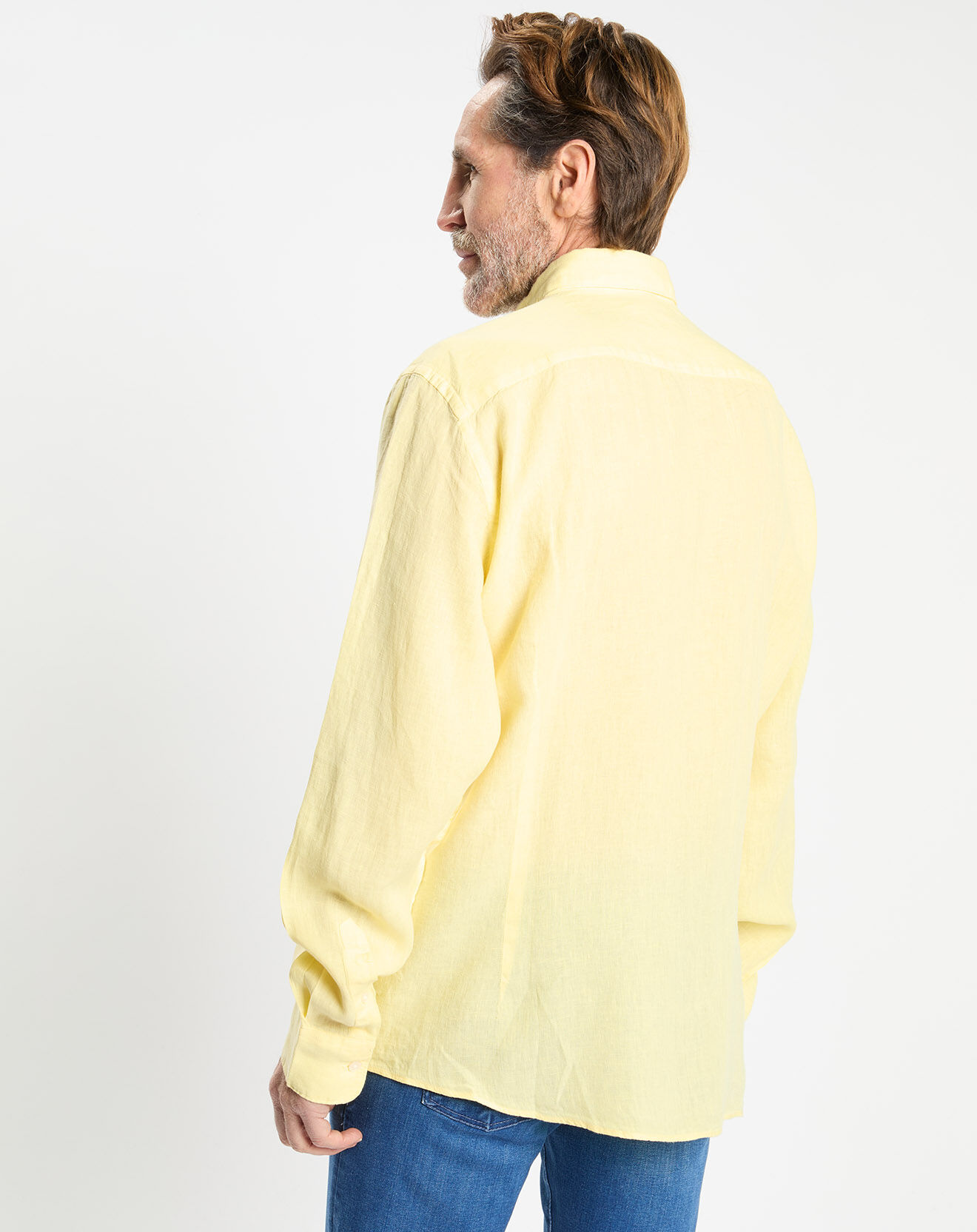 Hackett London Chemise 100% Lin Slim Fit jaune chiné