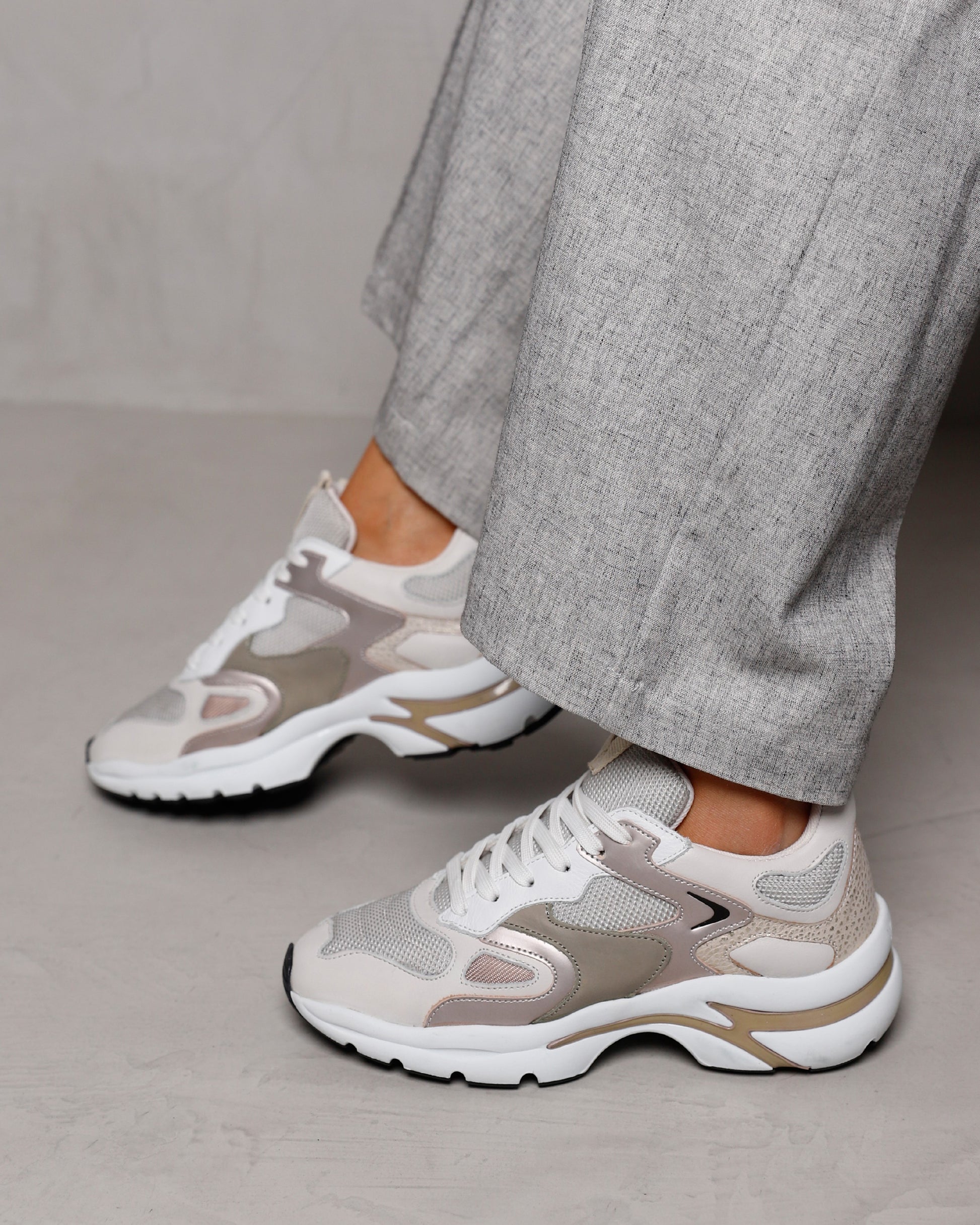 VIA VAI beige dames sneakers Vesper Due
