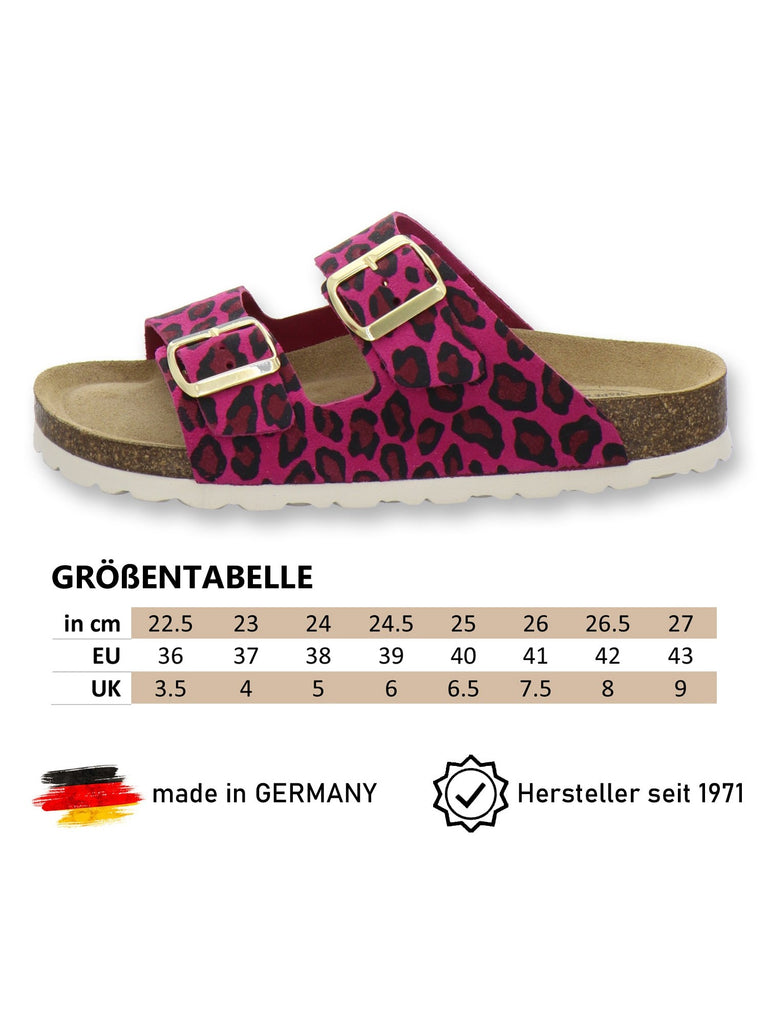 Pantoletten Damen Zweischnaller leo-pink