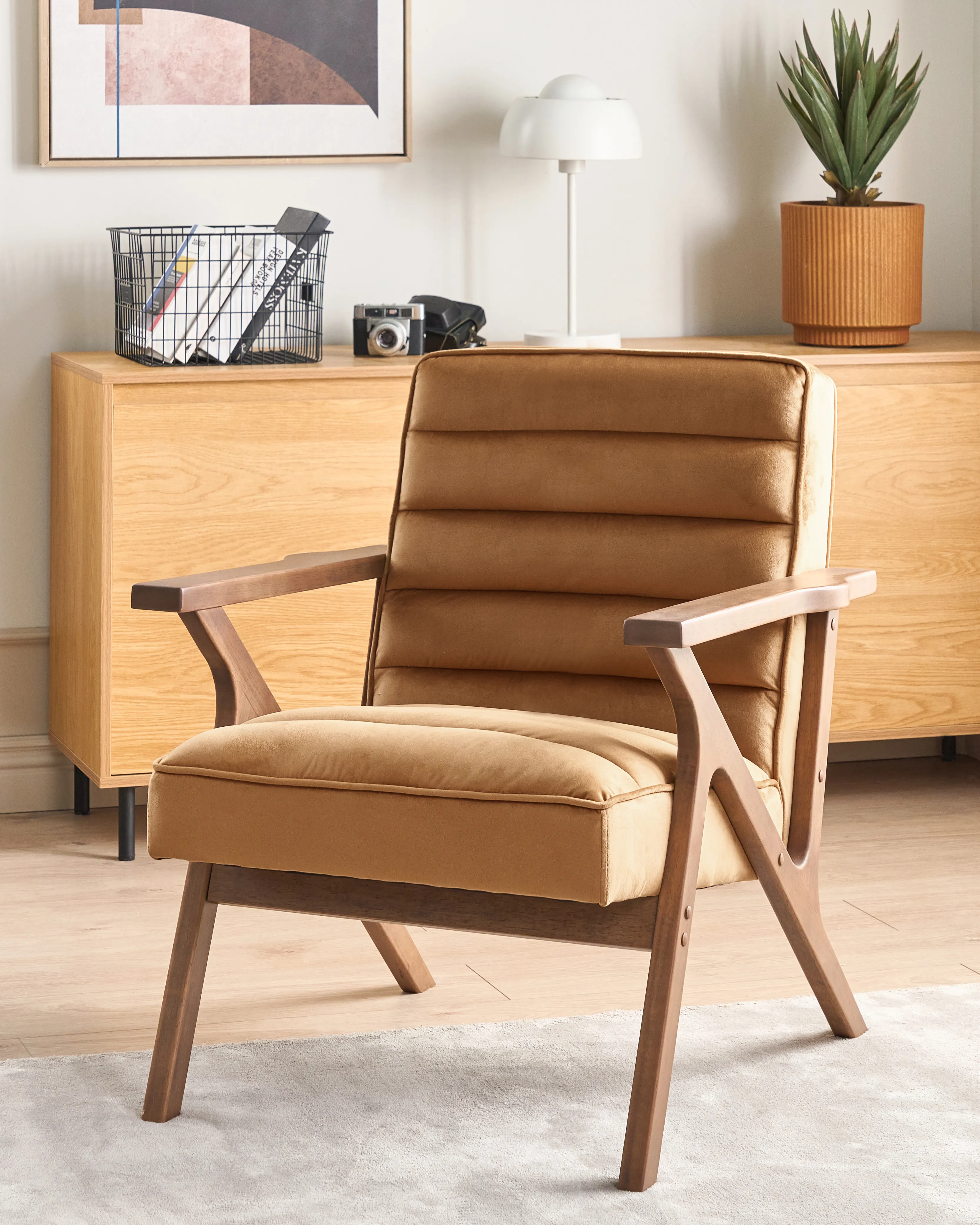 Fauteuil KISA Fluweel Bruin