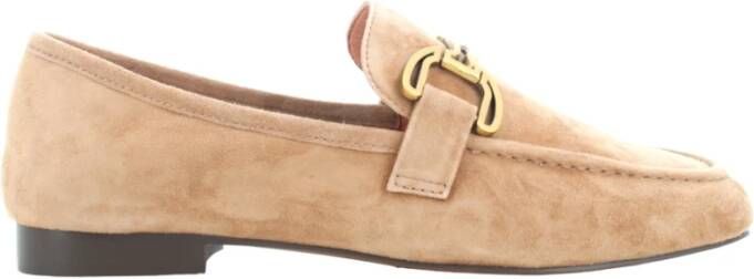 Bibi Lou Beige Suède Loafers met Gouden Gesp Beige Dames