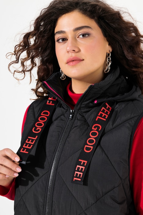 Steppweste, Stehkragen, Kapuze abnehmbar, 2-Wege-Zipper