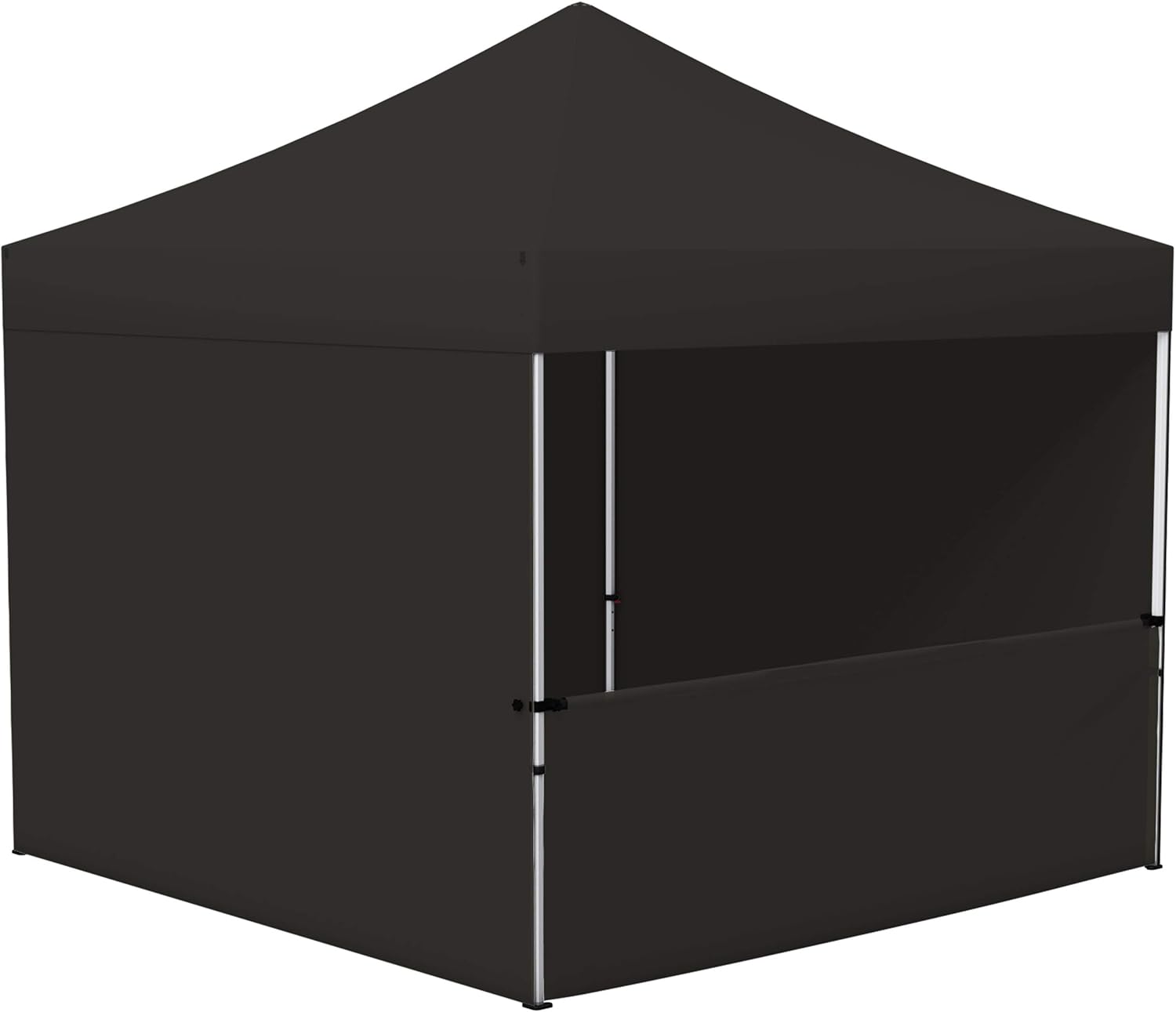 Vispronet® Faltpavillon Eco 3x3 m ✓ 4 Zeltwände (3 Vollwände, 1 Halbhohe Wand) ✓ Scherengittersystem ✓ inkl. Dach mit Volant (Schwarz)