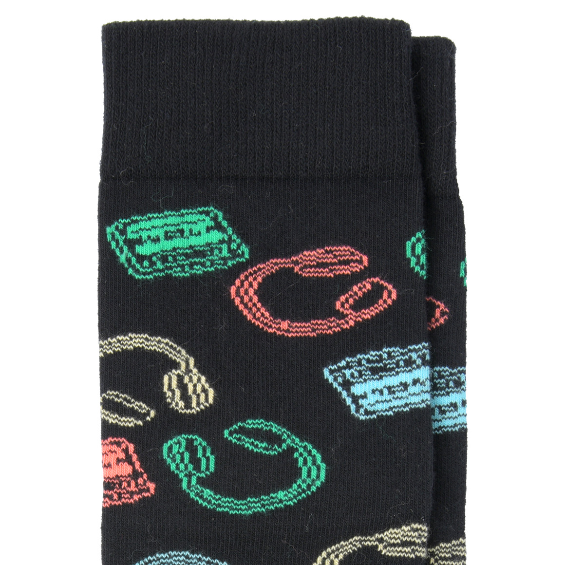 VanVaan 1 Paar Herren Socken mit Kopfhörern allover schwarz
