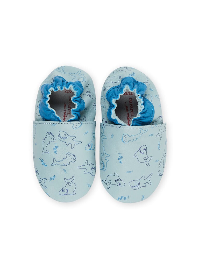 Chaussons azur en cuir