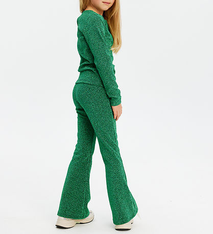 The New Bukser - TnJidalou - FlaRød Pants - Bright Green Glitter
