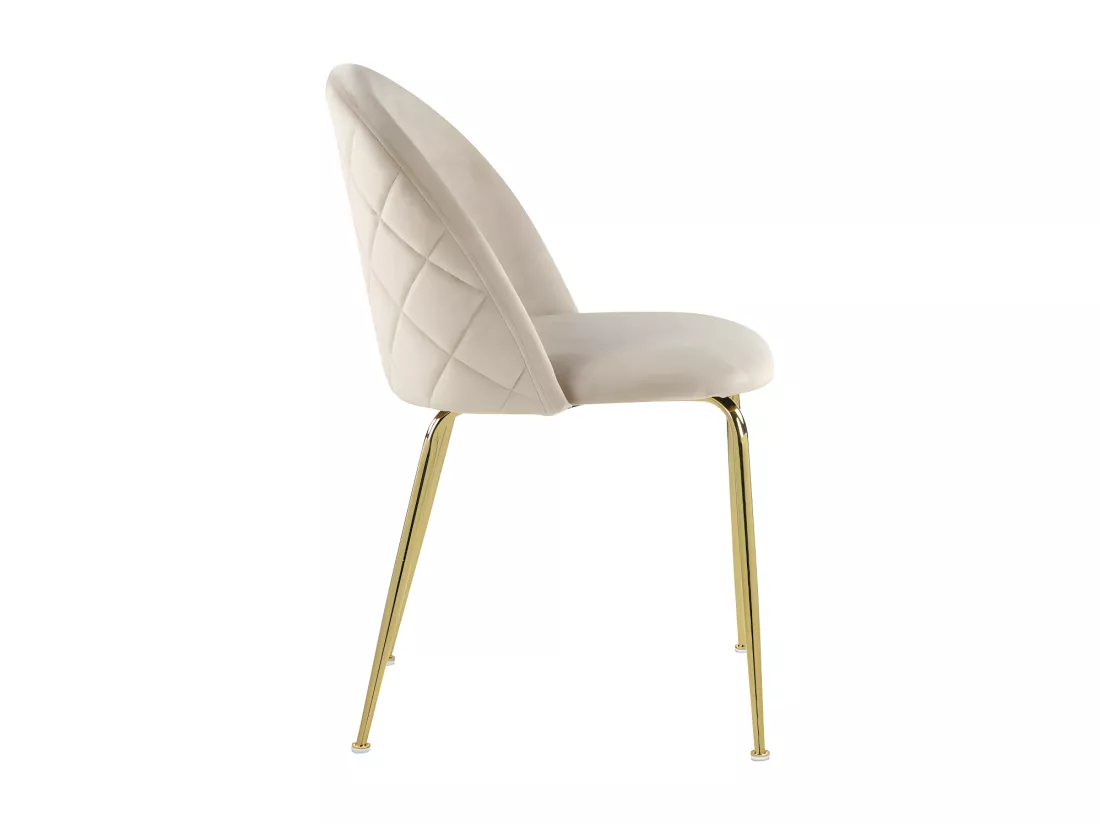 Lot de 2 chaises - Velours et acier inoxydable doré - Beige - MELBOURNE