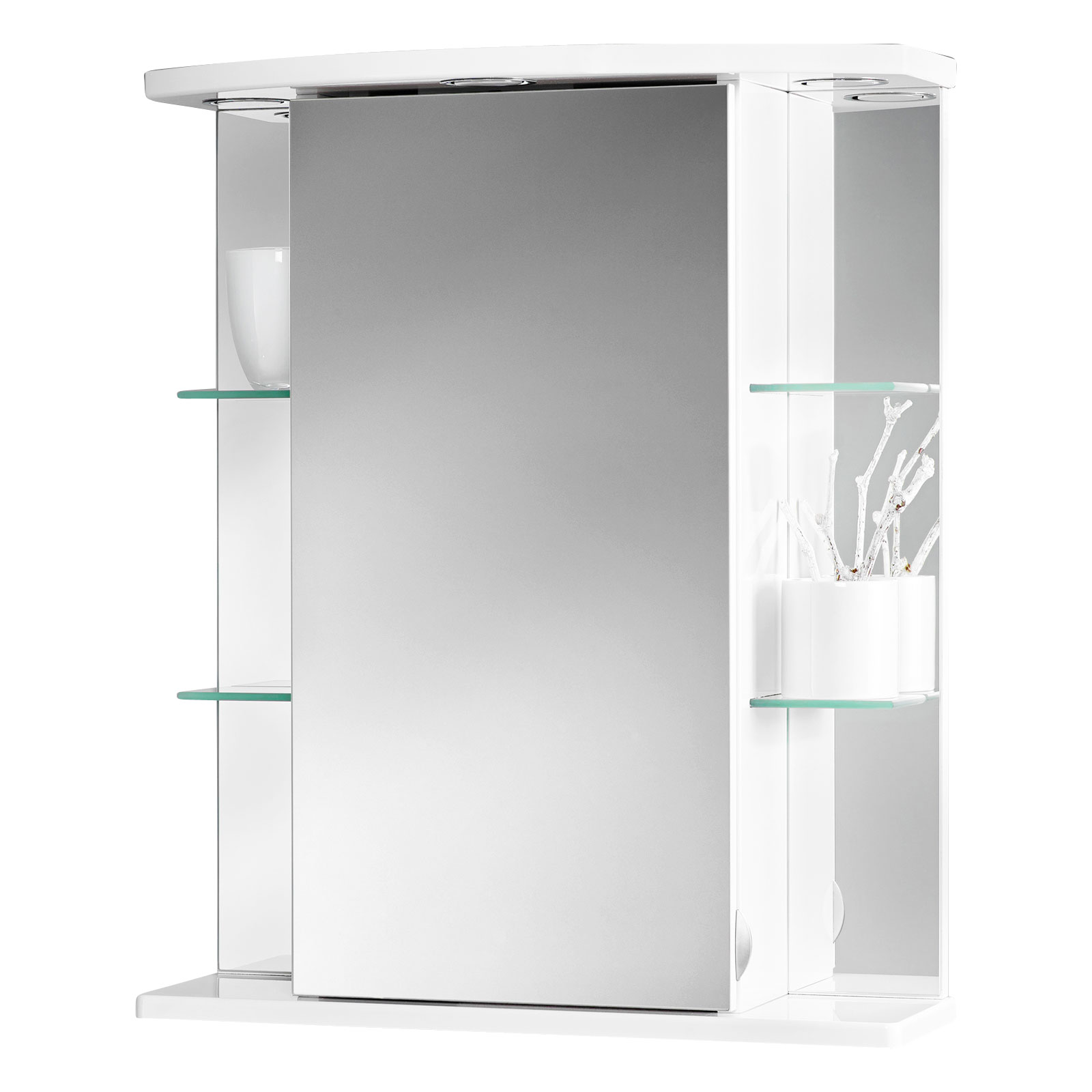 Spiegelschrank - weiß Hochglanz - Kristallglas - 55 cm breit