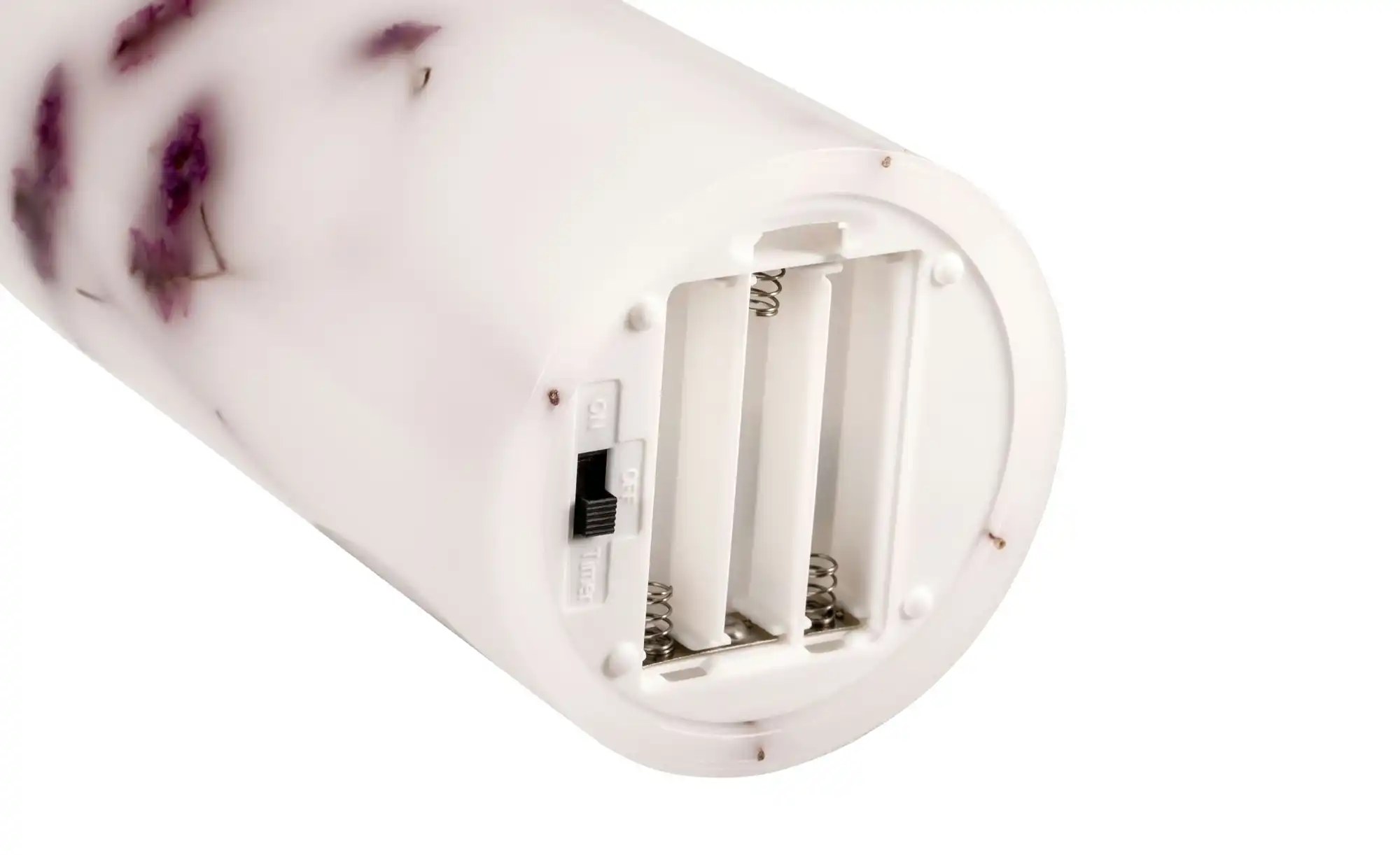 LED-Echtwachs-Kerzen 2er-Set, weiß mit Blumen