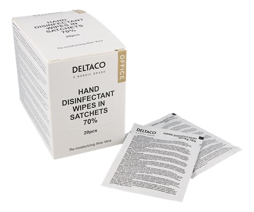 Deltaco Kontordesinfeksjonsservietter, Aloe Vera - 20 stk
