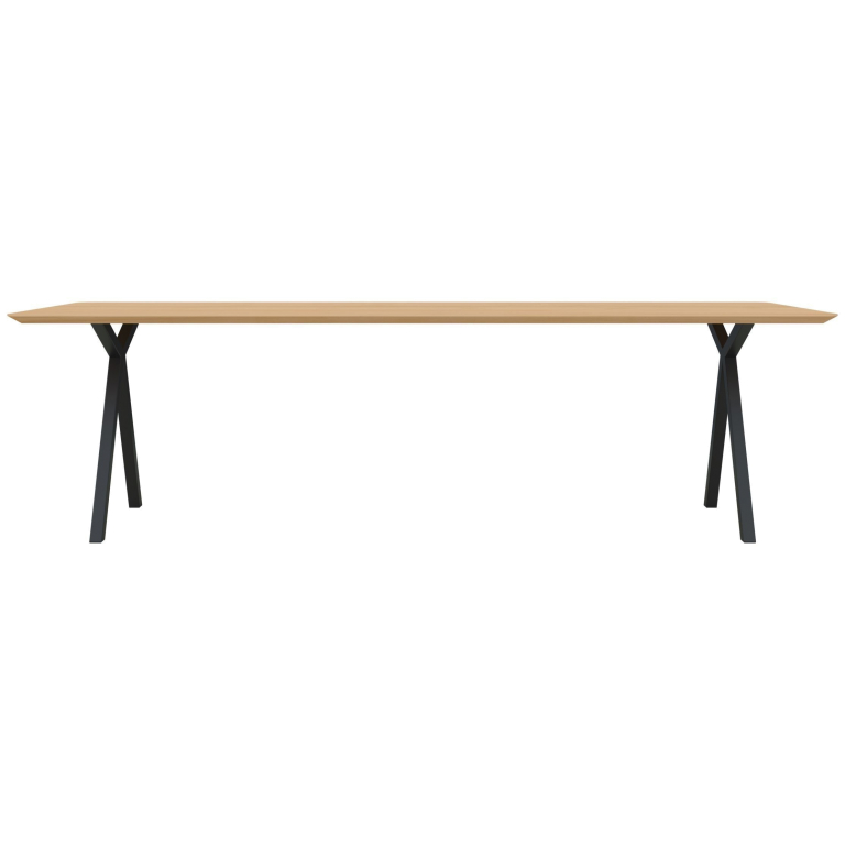 Studio HENK Slim X-Type tafel 220x90 zwart frame, hardwax light 3041, verjongd ronde hoeken