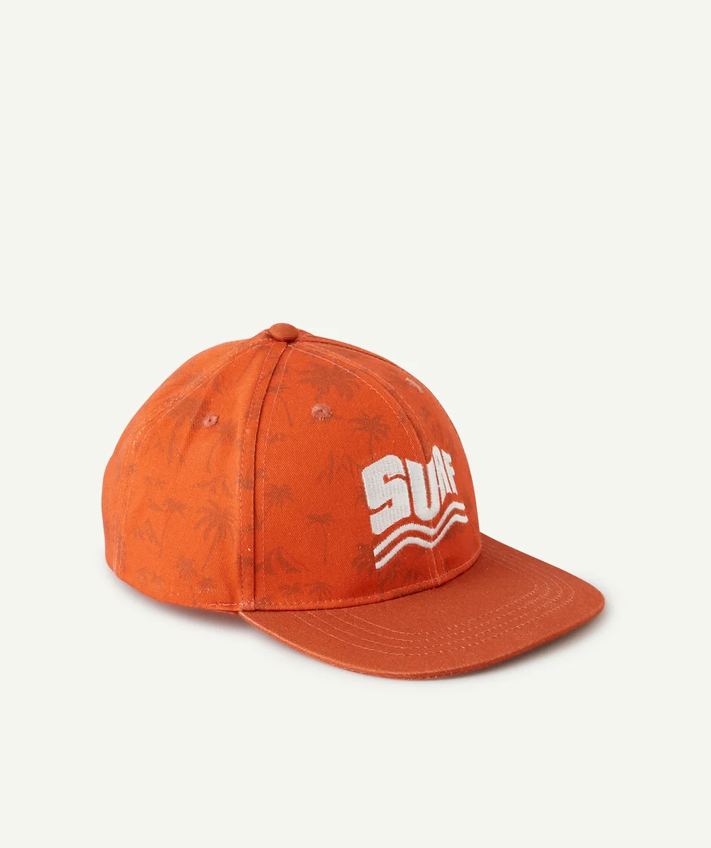 CASQUETTE GARÇON EN COTON ORANGE AVEC MESSAGE