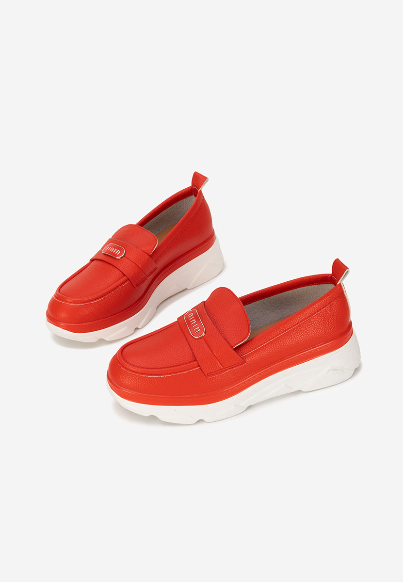 Mocassins femme à plateforme rouges Reenia