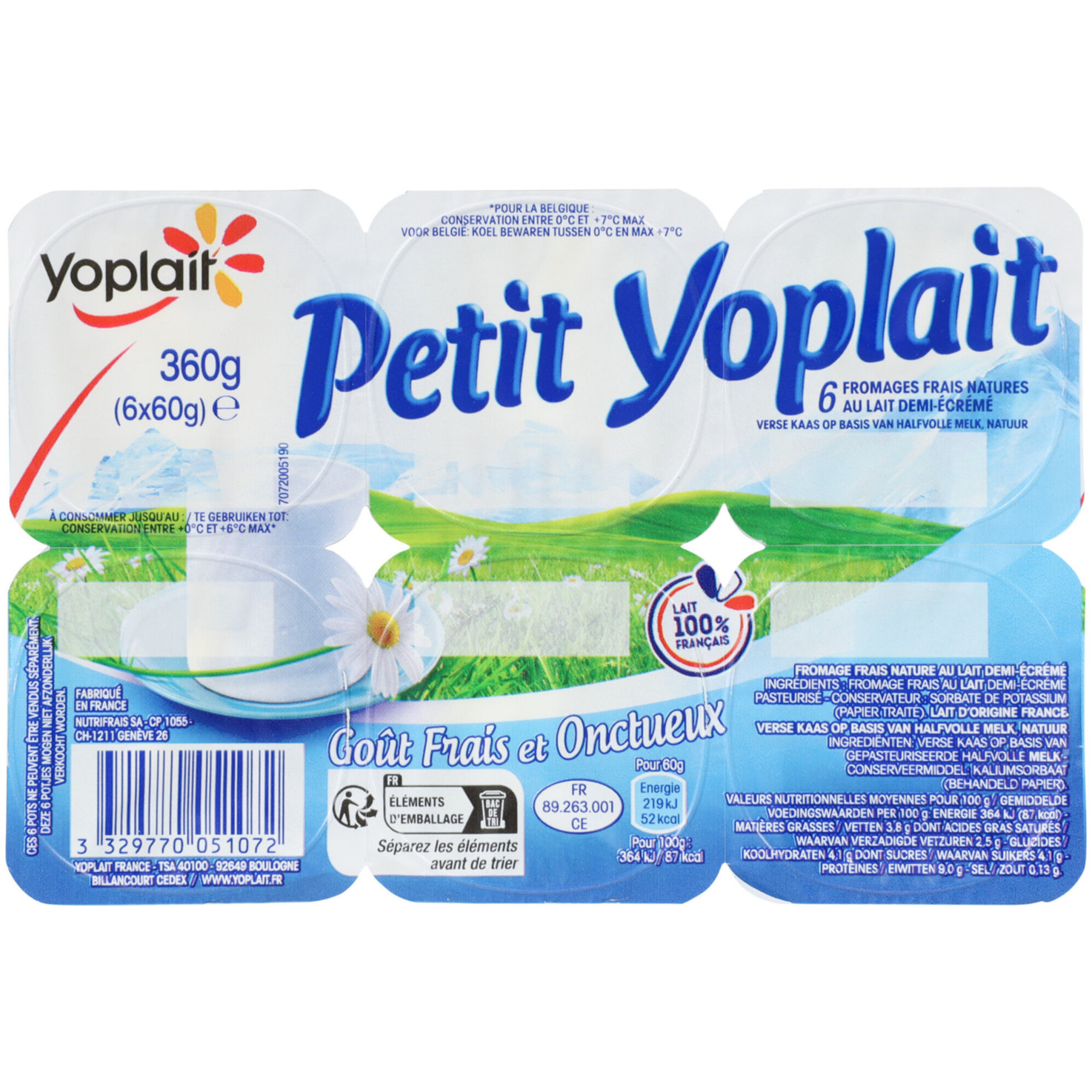 Petit Yoplait Joghurt Quark Nature 3,8% 6x60g