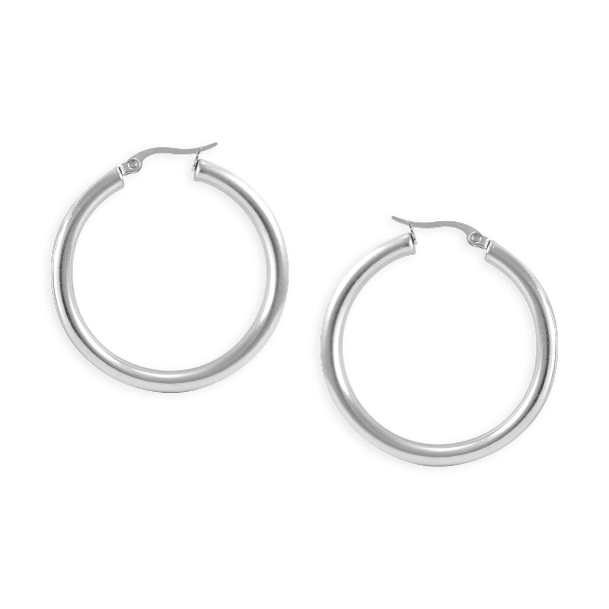 Boucles d'oreilles créoles acier argenté 4 cm