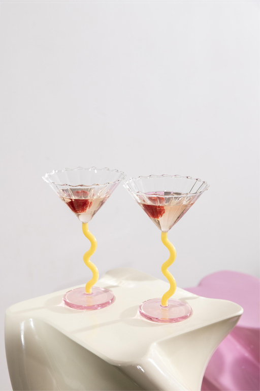&klevering Curve coupe champagneglazen set van 2 caramel