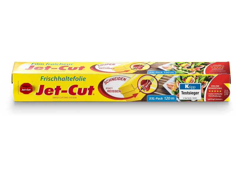 Jet-Cut Frischhaltefolie XXL 1 Stück, Transparent Frischhaltefolie mit Jet-Cut Schneidesystem