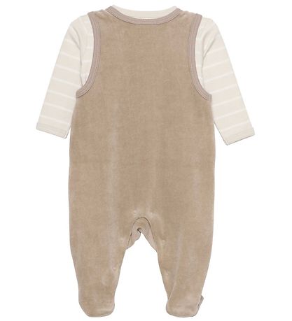 Fixoni Strampler m. Body l/ä - Velours - Dune