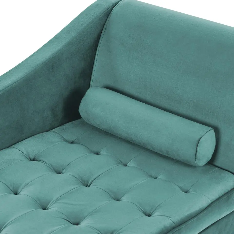 PESSAC - Chaise longue - Groenblauw - Rechterzijde - Fluweel