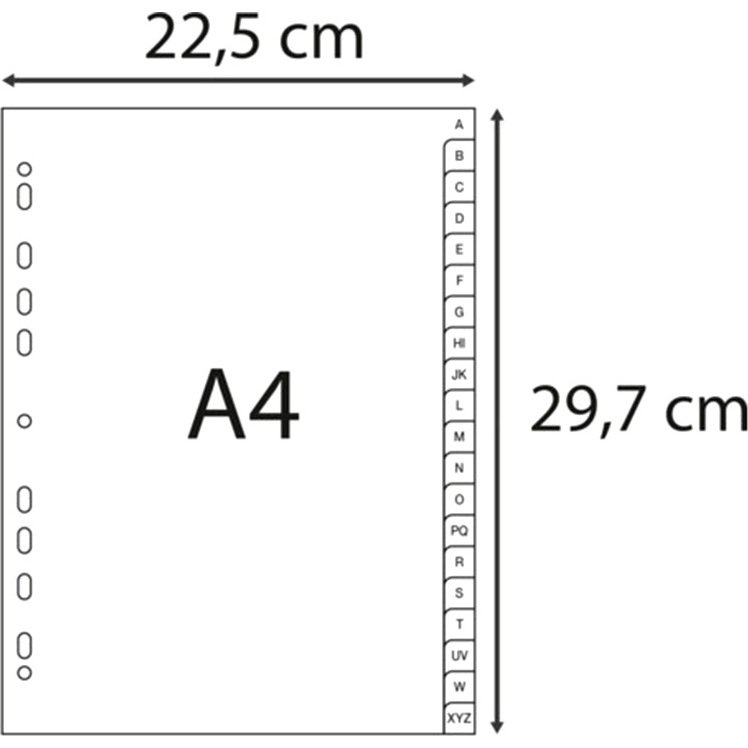 Intercalaires imprimes alphabetiques exacompta       polypropylene a4 20positiones a-z gris