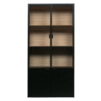 WOOOD Vitrinekast Sivan zwart grenenhout 200 x 100 x 40 cm