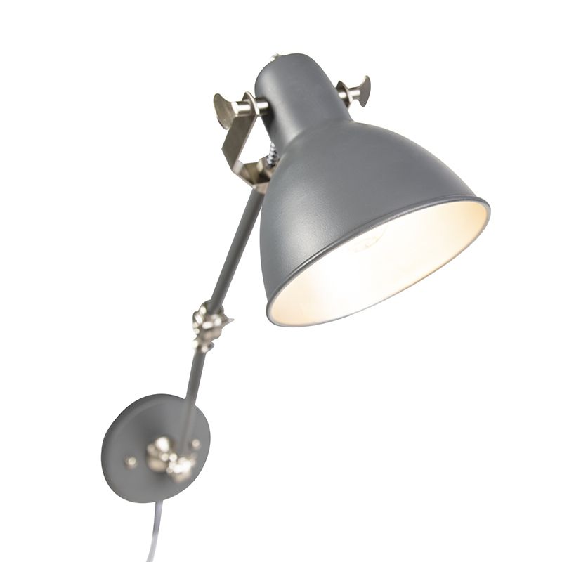 Industriële wandlamp grijs verstelbaar - Dazzle