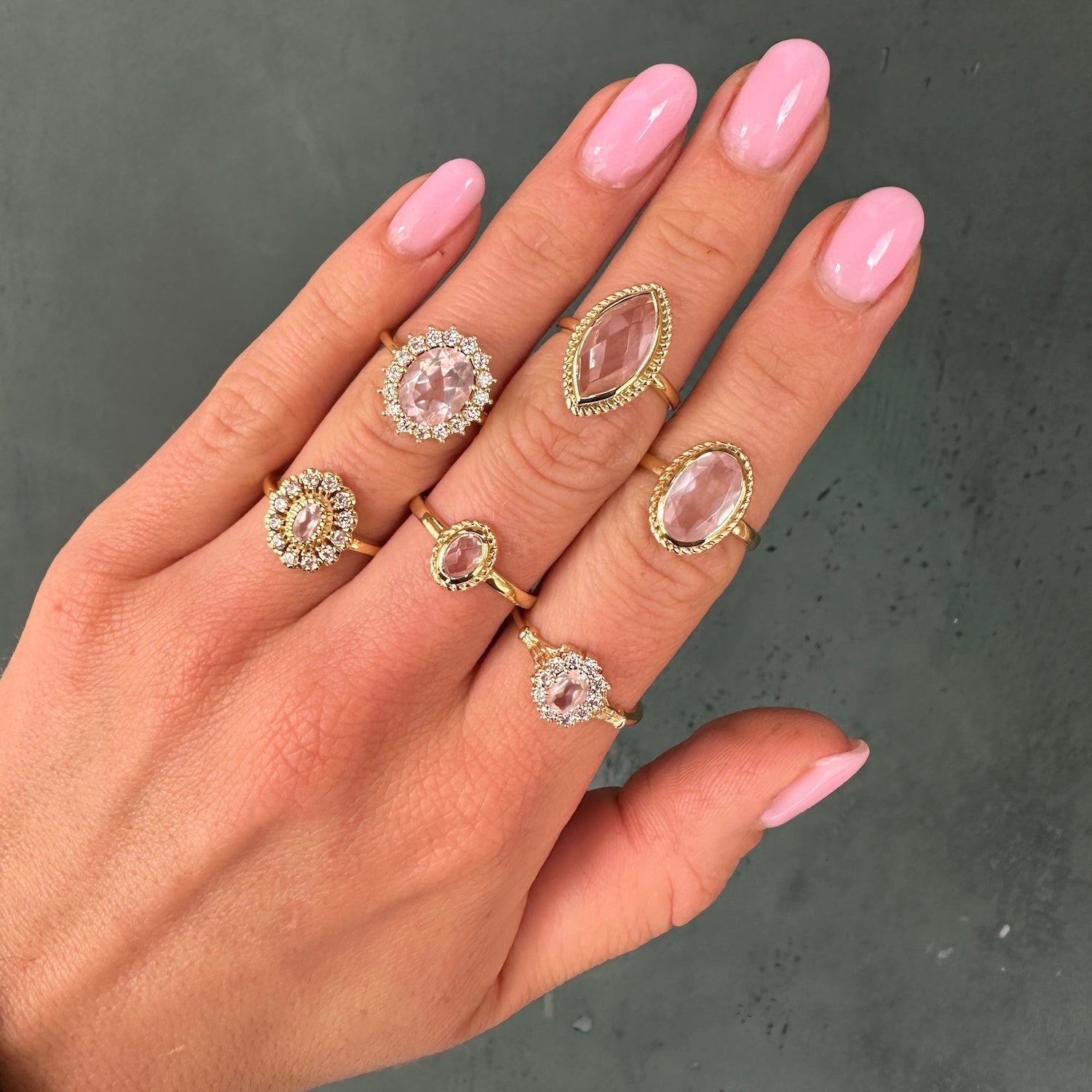 Kae Rose Quartz Flower ring