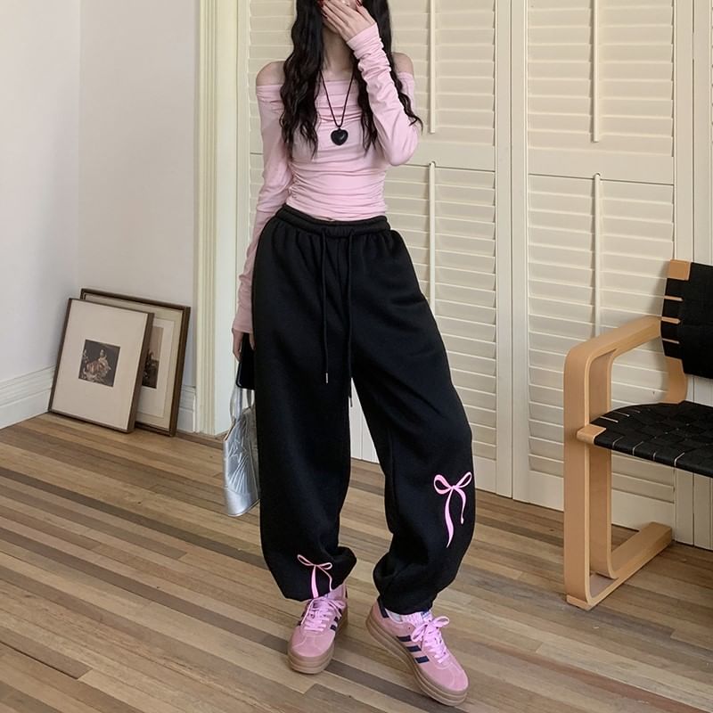 monroll - Harem-joggingbroek met trekkoord en strikprint