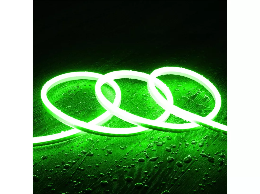 Ruban Néon LED Dimmable 220V SFLEX8 IP65 sur mesure coupe tous les 100 cm Vert 20 m